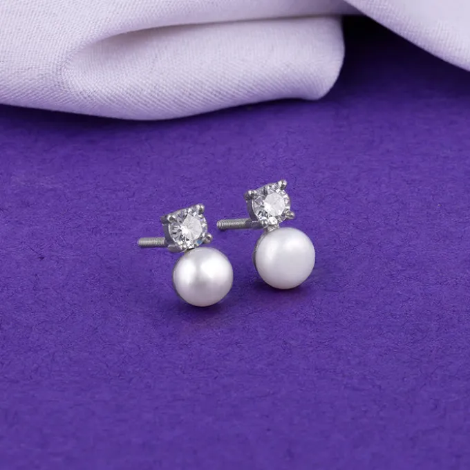 Silver Precious Pearl Earrings
