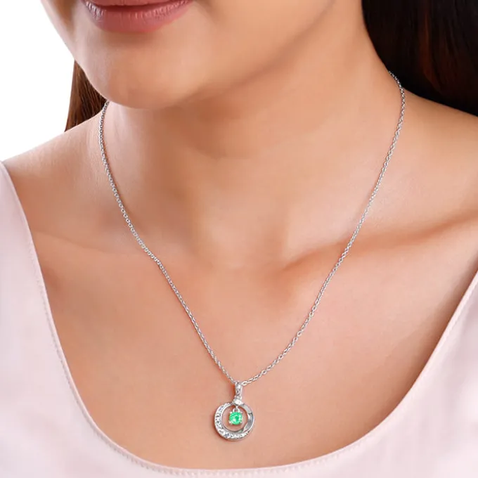 Silver Prettified Pendant With Link Chain