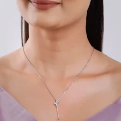 Silver Pretty Butterfly Pendant with Link Chain