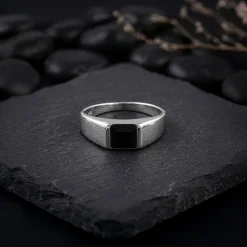Silver Prince Onyx Ring For Him (Size 17)