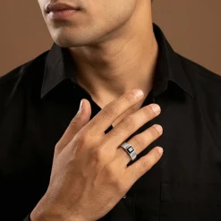 Silver Prince Onyx Ring For Him (Size 17)