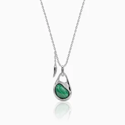 Silver Prism in Green Pendant With Link Chain
