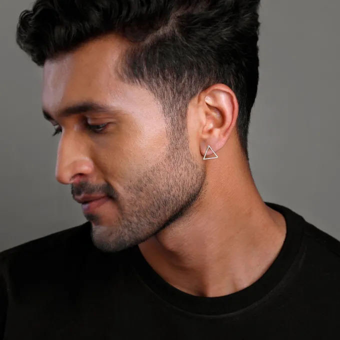 Silver Prism Stud For Men