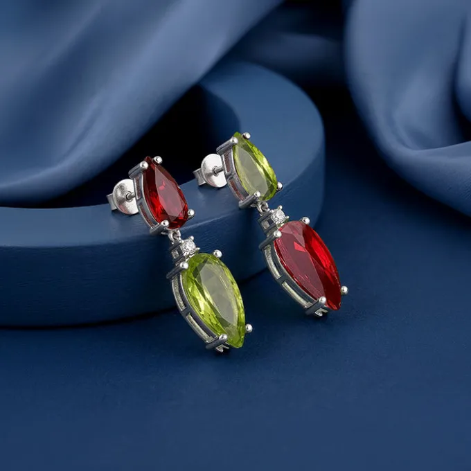 Silver Prismatic Echo Drop Earrings