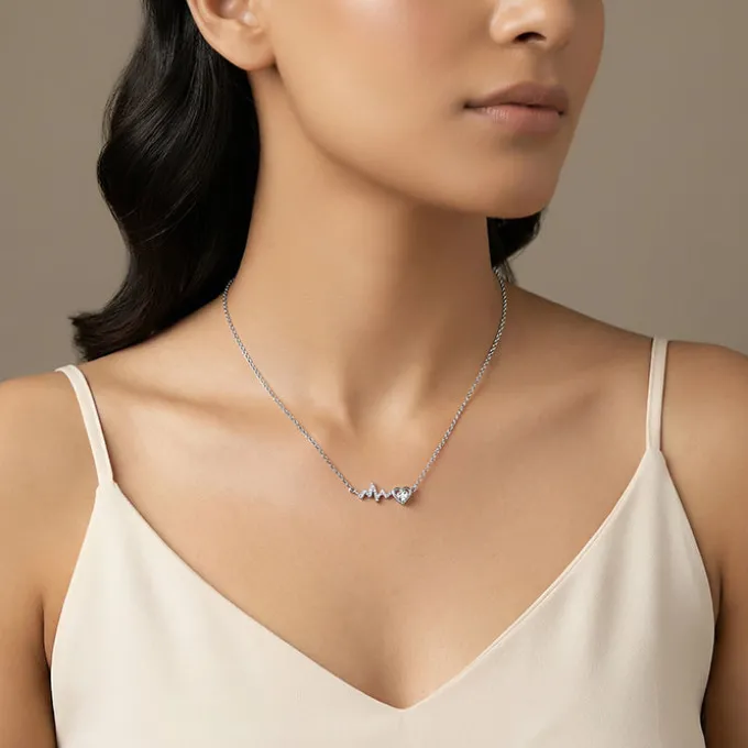Silver Pulse of Love Necklace