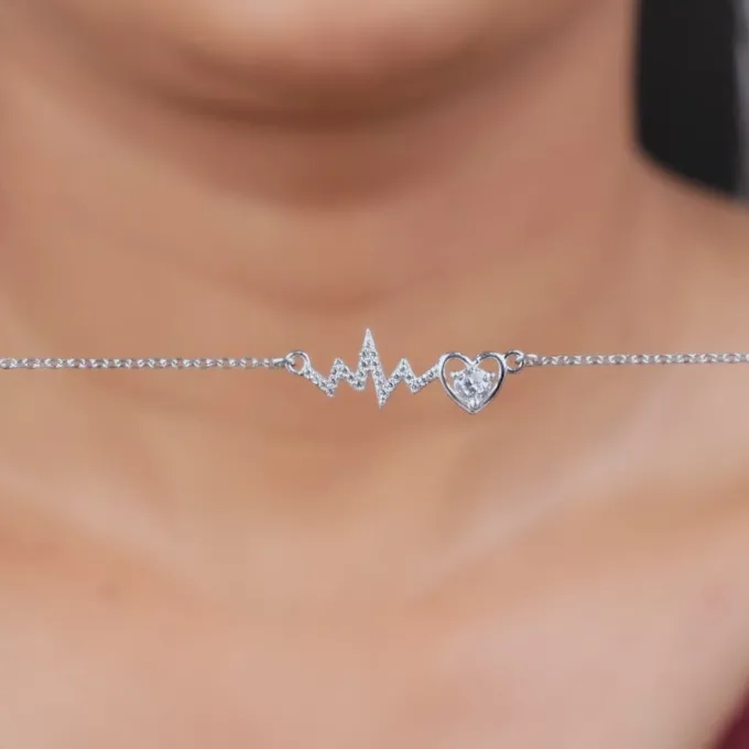 Silver Pulse of Love Necklace