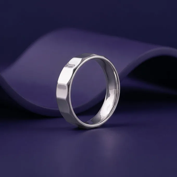 Silver Pure Force Hammered Ring For Him (Size 20)