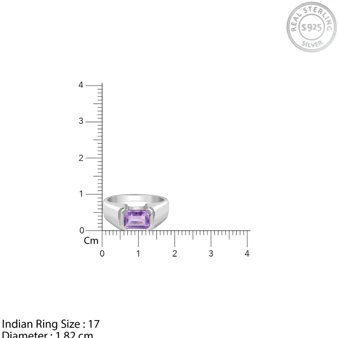 Silver Purple Crest Ring For Him