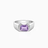 Silver Purple Crest Ring For Him