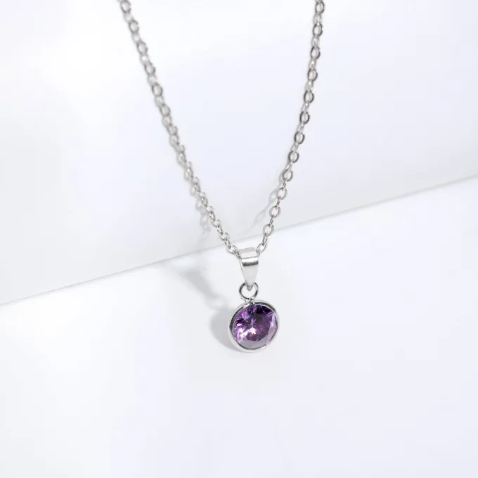 Silver Purple Sphere Pendant