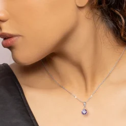 Silver Purple Sphere Pendant