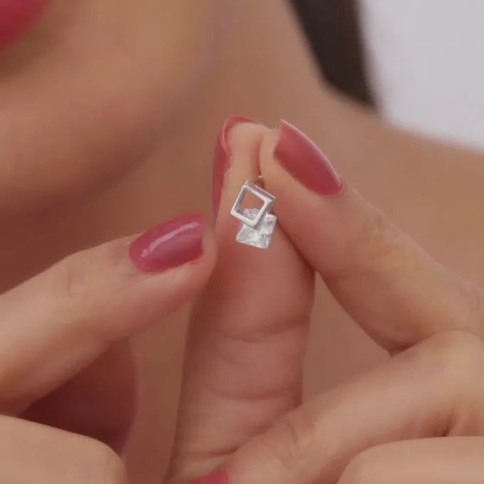 Silver Quadrangle Earrings