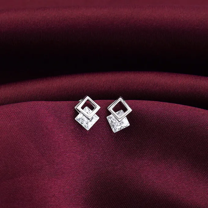 Silver Quadrangle Earrings