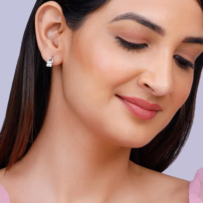 Silver Quadrangle Earrings