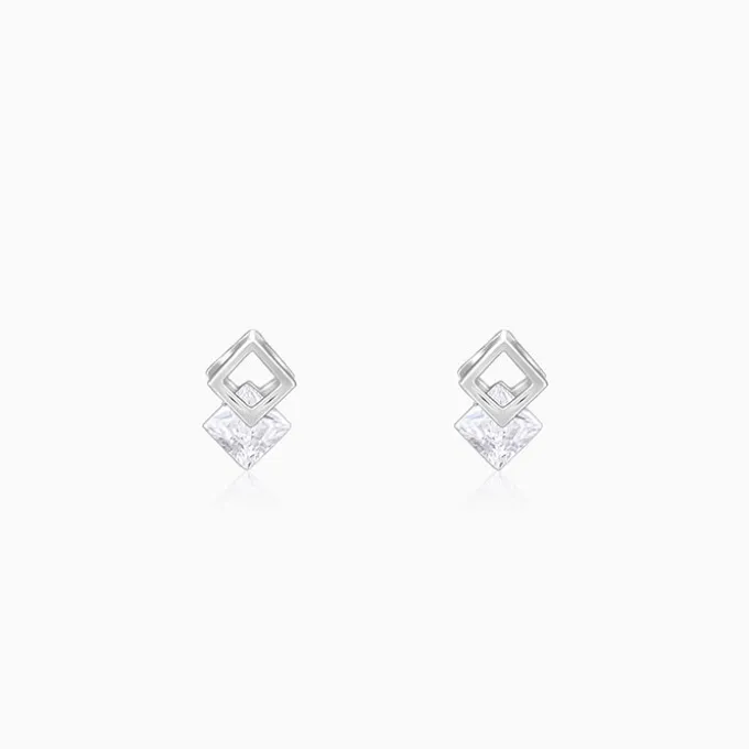 Silver Quadrangle Earrings