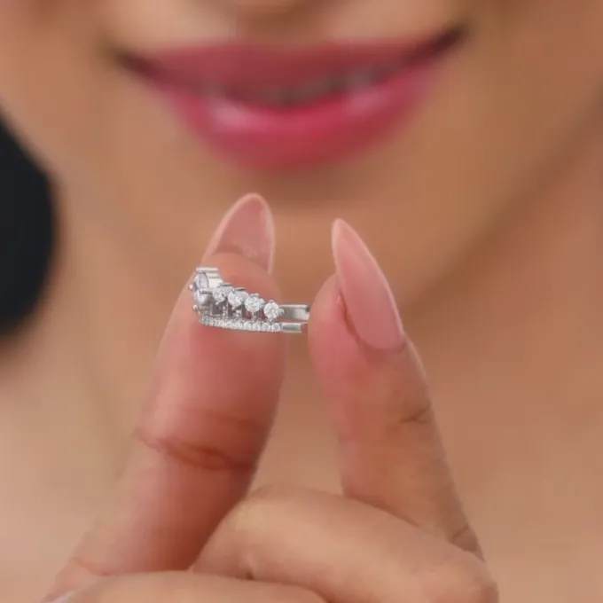 Silver Queen Crown Ring
