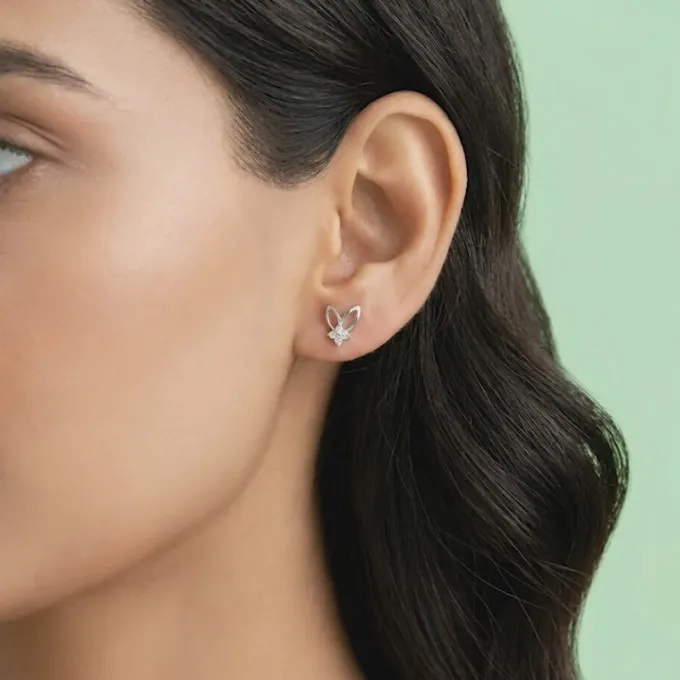 Silver Rabbit Stud Earrings