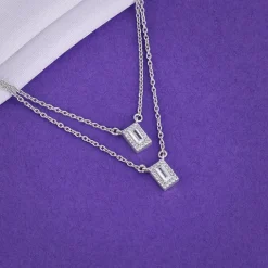 Silver Radiant Baguette Layered Necklace