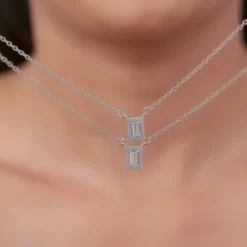 Silver Radiant Baguette Layered Necklace
