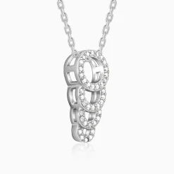 Silver Radiant Circle Pendant With Link Chain