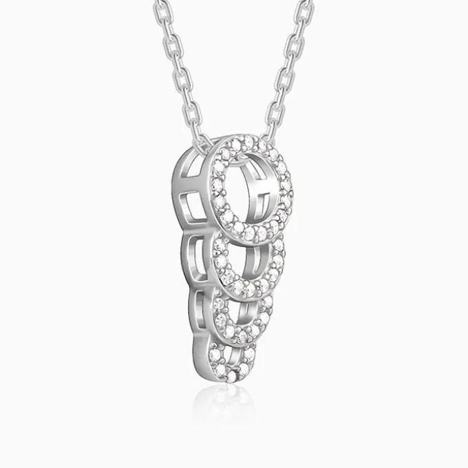 Silver Radiant Circle Pendant With Link Chain