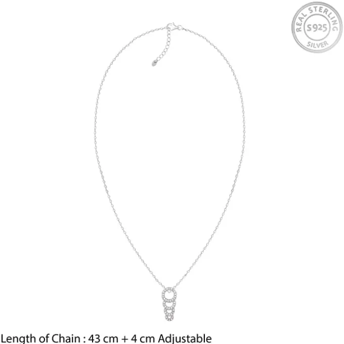 Silver Radiant Circle Pendant With Link Chain