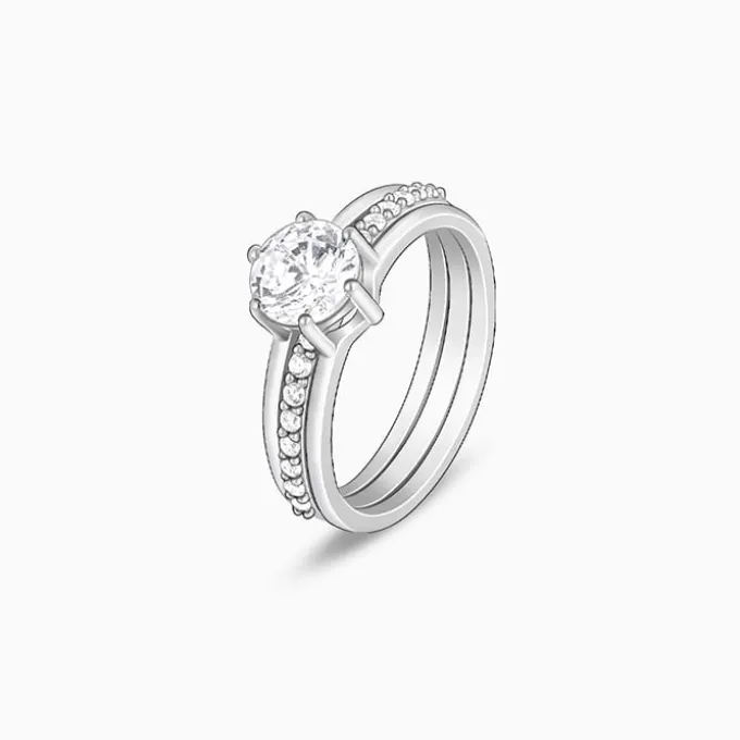 Silver Radiant 2-in-1 Detachable Rings