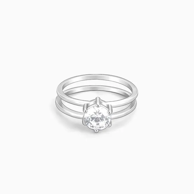 Silver Radiant 2-in-1 Detachable Rings