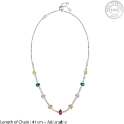Silver Rainbow Pear-Cut Choker Necklace
