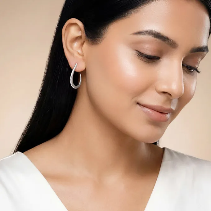 Silver Ray J Hoop Earrings