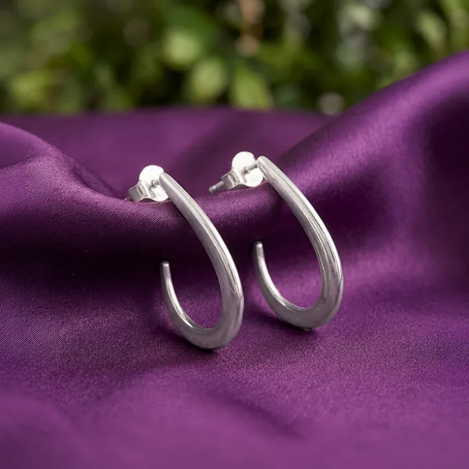 Silver Ray J Hoop Earrings