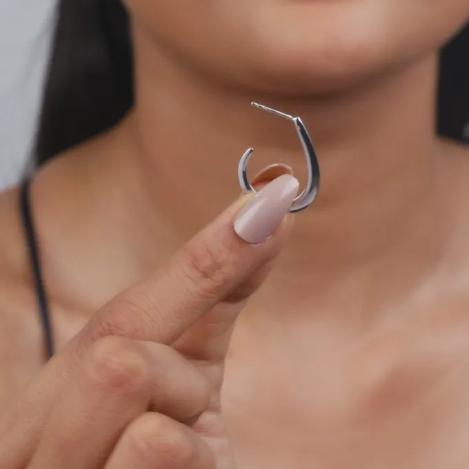 Silver Ray J Hoop Earrings