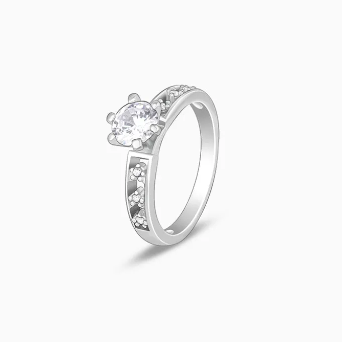 Silver Refined Solitaire Ring