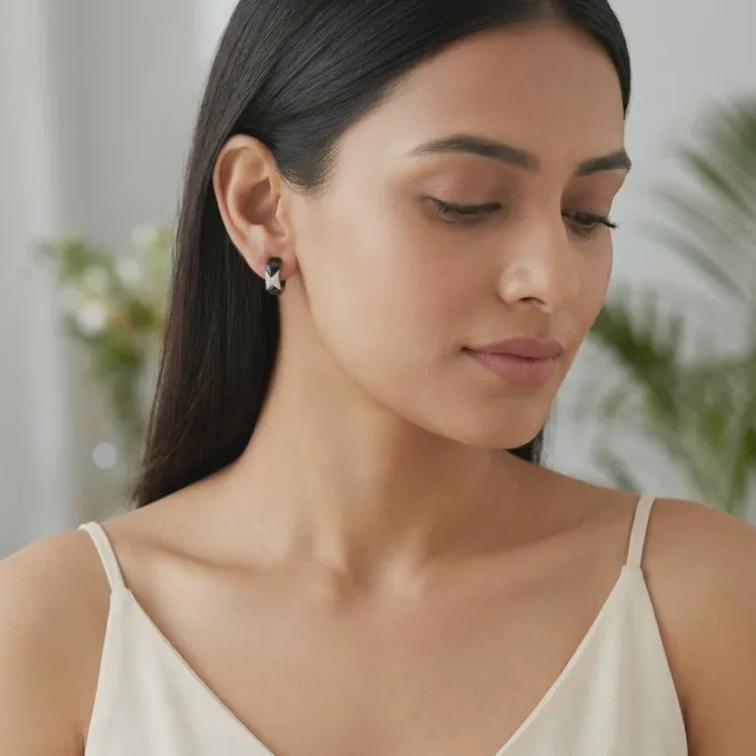 Silver Reflection J Hoop Earrings