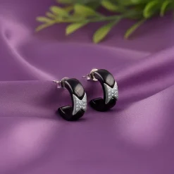 Silver Reflection J Hoop Earrings