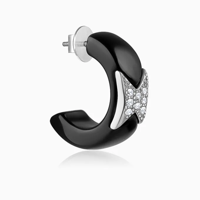 Silver Reflection J Hoop Earrings