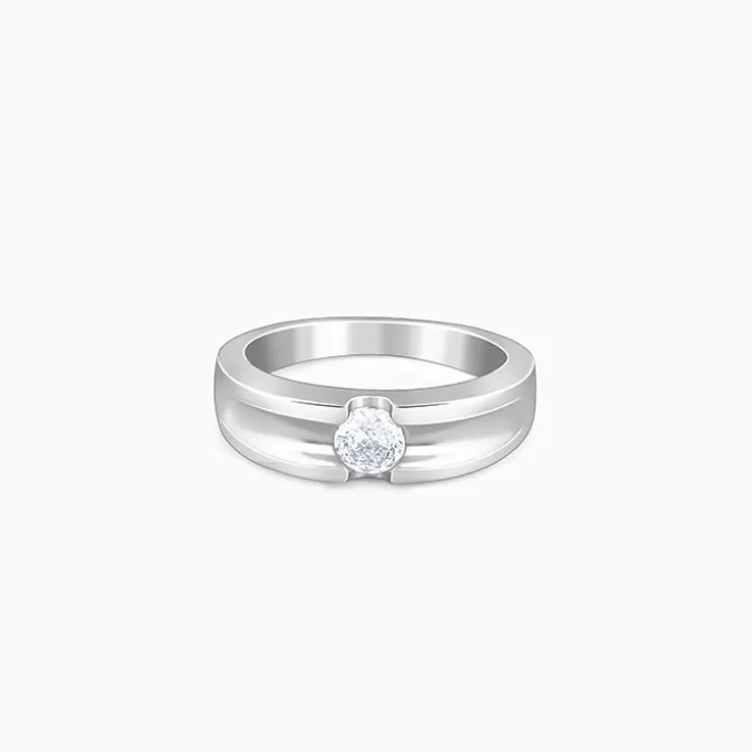 Silver Regal Grid Ring For Him