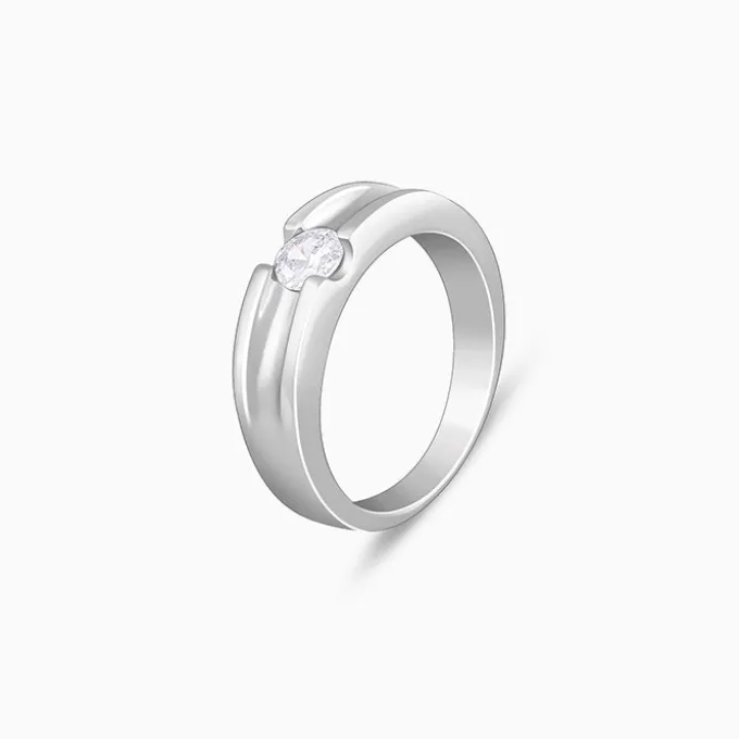 Silver Regal Grid Ring For Him