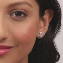Silver Regal Pink Stud Earrings