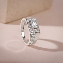Silver Regal Square Ring For Him