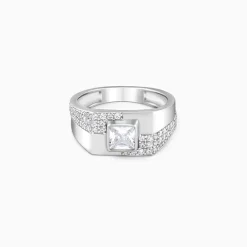Silver Regal Square Ring For Him