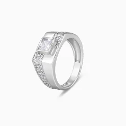 Silver Regal Square Ring For Him
