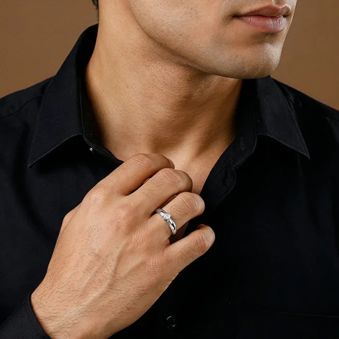 Silver Rhombus Ring For Him (Size 20)