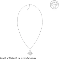Silver Rhombus Shine Pendant With Link Chain