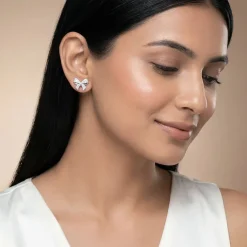 Silver Ribbon Bow Earrings