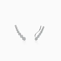 Silver Rise in Circles Climber Earrings