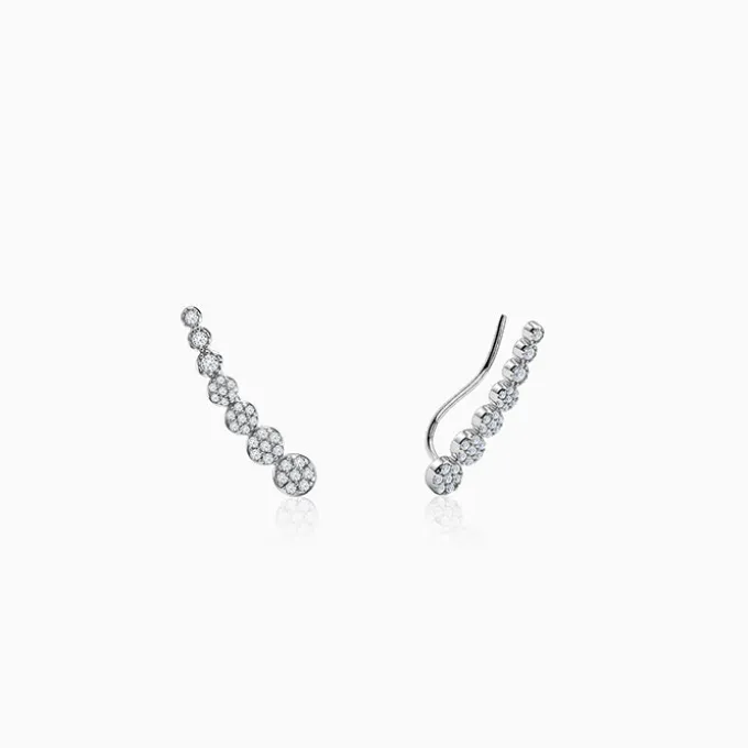 Silver Rise in Circles Climber Earrings
