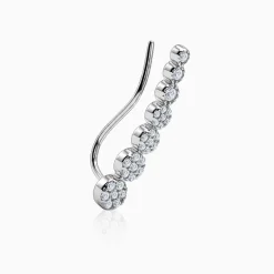 Silver Rise in Circles Climber Earrings