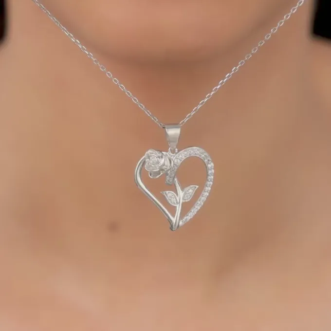 Silver Rooted in Love Pendant With Link Chain