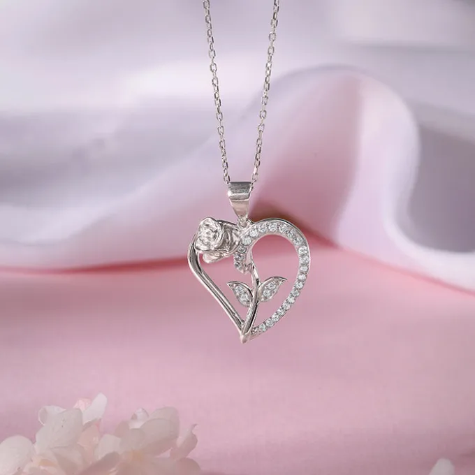 Silver Rooted in Love Pendant With Link Chain